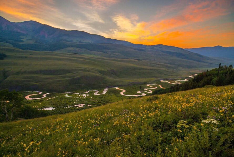 The East River Catchment, Crested Butte at sunset.